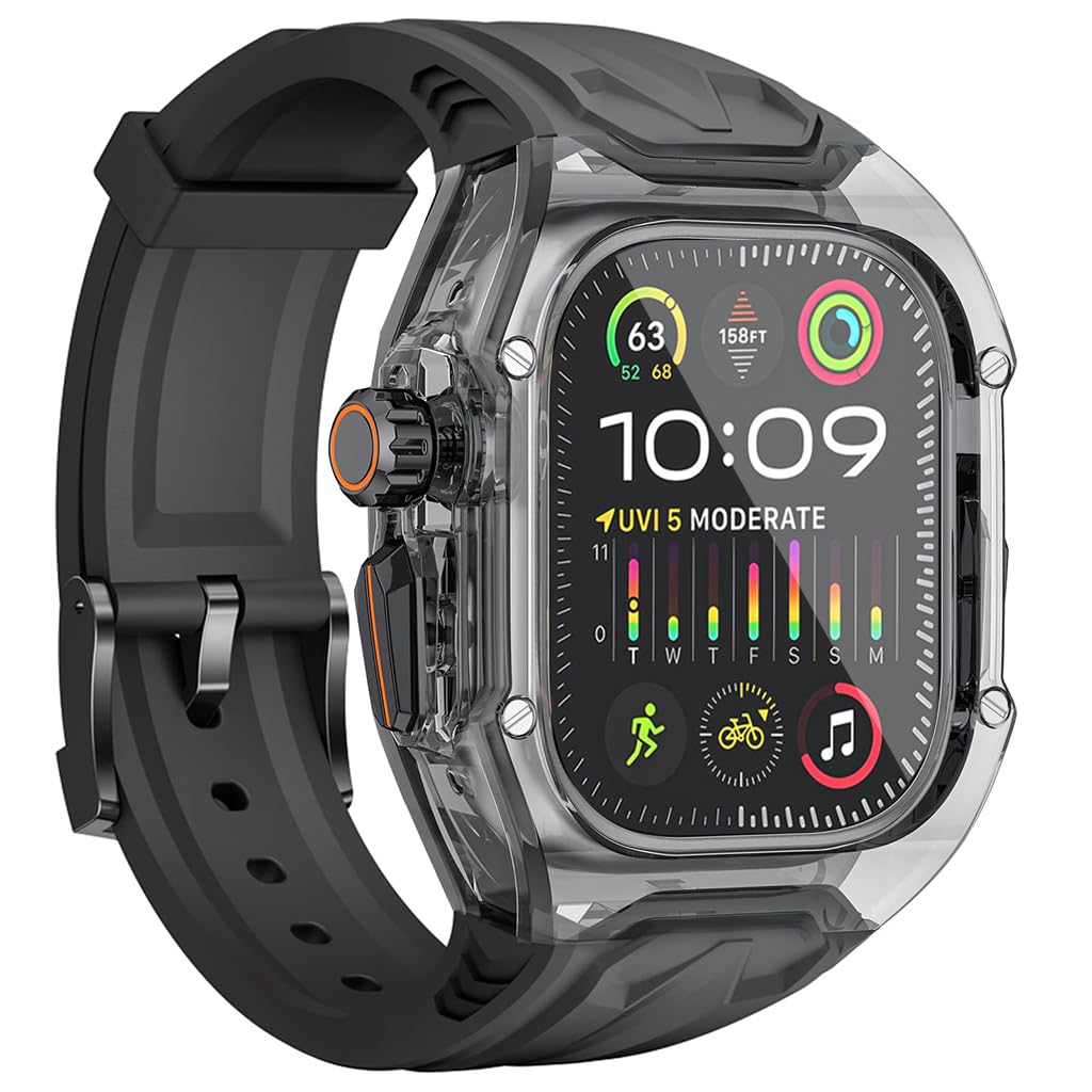 ZORBES® Smart Watch Band with Transparent Case Covers Fashion DIY Apple Watch Modification TPU Watch Band Adjustable Fashion Unisex Black Universal Watch Band for Apple Watch Ultra/Ultra 2 49mm ZORBES® Smart Watch Band with Transparent Case Covers Fashion DIY Apple Watch Modification TPU Watch Band Adjustable Fashion Unisex Black Universal Watch Band for Apple Watch Ultra/Ultra 2 49mm